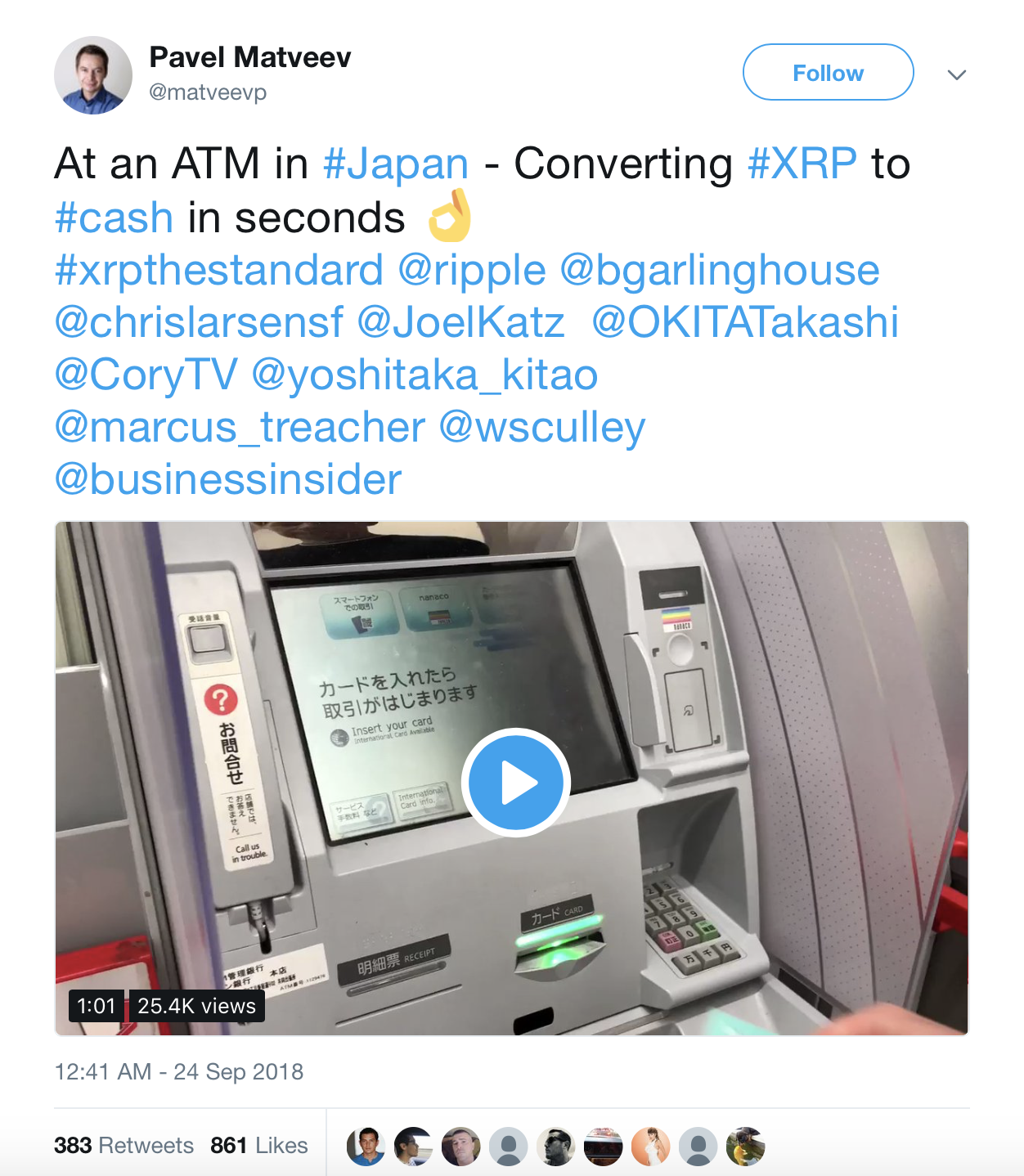 xrp to cash tweet